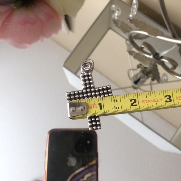 LARGE Vintage 925 Sterling Silver Cross Pendant - Picture 8 of 8